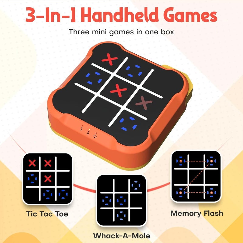 Bacare Tic Tac Toe Bolt Game, Handheld Electric Puzzle Game, Gift Ideal for Kids and Adults' Birthday, Electronic Board Games for Educational and Memory Growth, Portable Travel Games for Car Ride - Image 3